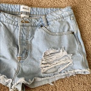RVCA distressed denim shorts
